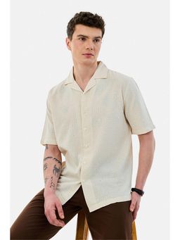 Snitch - Cream Embroidered Boxy Fit Shirt