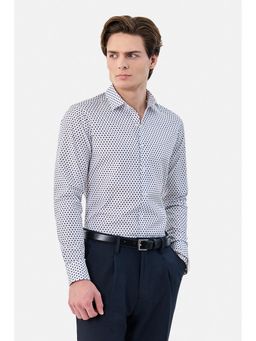 Snitch - White Printed Slim Fit Shirt