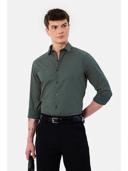 Snitch - Green Printed Slim Fit Shirt
