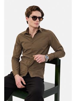 Snitch - Brown Printed Slim Fit Shirt
