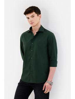 Snitch - Green Solid Regular Fit Shirt