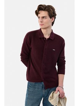 Snitch - Wine Textured Regular Fit Shirt