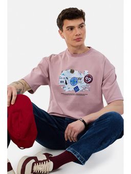 Snitch - Pink Printed Oversized Fit T-Shirt