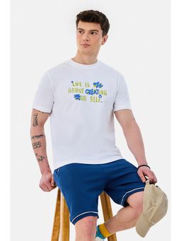 Snitch - White Printed Regular Fit T-Shirt