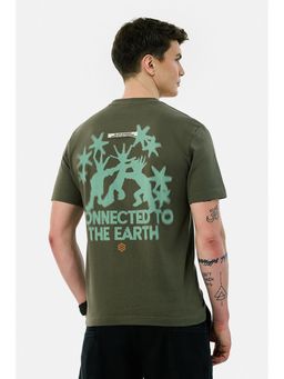 Snitch - Olive Printed Regular Fit T-Shirt