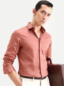 Rare Rabbit - Rust Solid Regular Fit Shirt