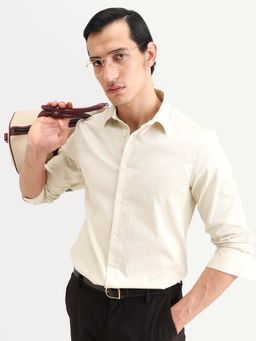 Rare Rabbit - Beige Solid Regular Fit Shirt