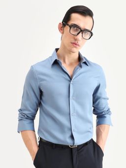 Rare Rabbit - Blue Solid Regular Fit Shirt