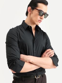 Rare Rabbit - Black Solid Regular Fit Shirt