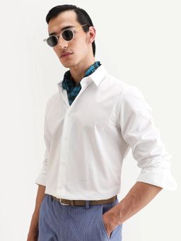 Rare Rabbit - White Solid Regular Fit Shirt