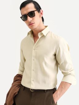 Rare Rabbit - Beige Solid Regular Fit Shirt