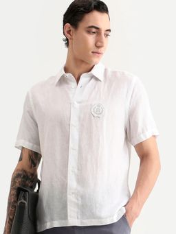 Rare Rabbit - White Solid Regular Fit Shirt