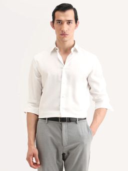 Rare Rabbit - White Solid Regular Fit Shirt