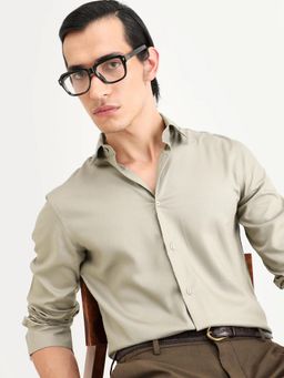 Rare Rabbit - Khaki Solid Regular Fit Shirt