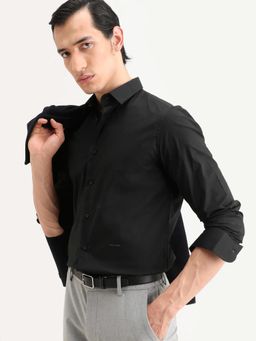 Rare Rabbit - Black Solid Regular Fit Shirt