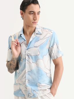Rare Rabbit - Blue Floral Regular Fit Shirt