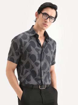 Rare Rabbit - Black Printed Regular Fit Shirt