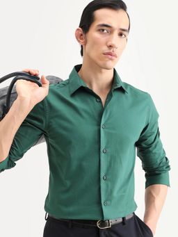 Rare Rabbit - Green Solid Regular Fit Shirt