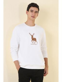 Allen Solly - White Embroidered Regular Fit Sweatshirt