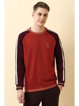 Allen Solly - Red Colorblock Regular Fit Sweatshirt