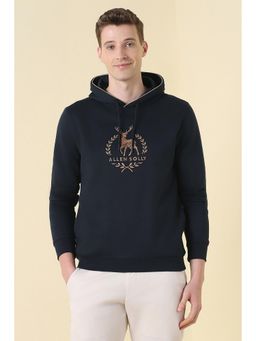Allen Solly - Navy Blue Embroidered Regular Fit Hoodie