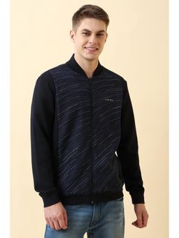 Allen Solly - Navy Blue Printed Regular Fit Sweatshirt