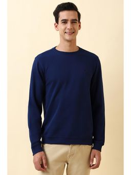 Allen Solly - Navy Blue Solid Regular Fit Sweatshirt