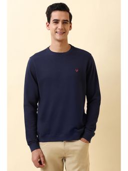 Allen Solly - Navy Blue Solid Regular Fit Sweatshirt