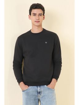 Allen Solly - Black Solid Regular Fit Sweatshirt