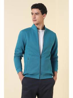 Allen Solly - Blue Solid Regular Fit Sweatshirt