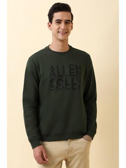 Allen Solly - Green Solid Regular Fit Sweatshirt