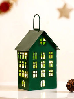 Nestasia - Cutwork House Lantern With Handle Green