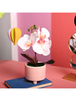 Voncasa - Polyster Pink and White Flower with Pot