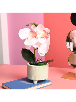 Voncasa - Polyster Green Color Flower with Pot