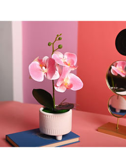 Voncasa - Polyster Pink and White Flower with Pot