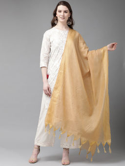 Juniper - Gold Chanderi Cotton Dobby Dupatta