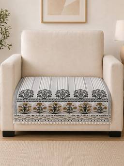 The Home Story - Suede Velvet Sofa Mat - Heritage Stripe - Pearl Grey