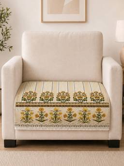 The Home Story - Suede Velvet Sofa Mat - Heritage Stripe - Ivory Cream
