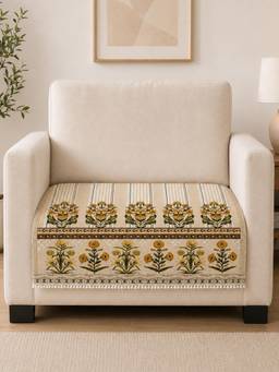 The Home Story - Suede Velvet Sofa Mat - Heritage Stripe - Natural Beige