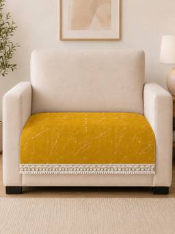 The Home Story - Suede Velvet Sofa Mat - Marble Luxe - Mustard Gold