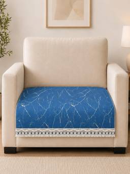 The Home Story - Suede Velvet Sofa Mat - Marble Luxe - Sapphire Blue