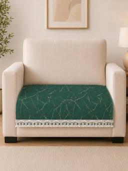The Home Story - Suede Velvet Sofa Mat - Marble Luxe - Emerald Green