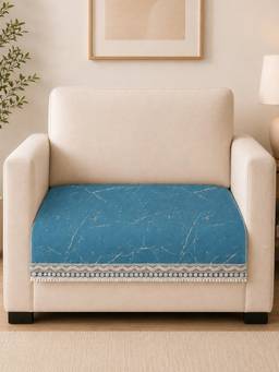 The Home Story - Suede Velvet Sofa Mat - Marble Luxe - Aqua Blue