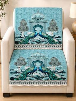 The Home Story - Suede Velvet Sofa Mat Back & Seat - Royal Peacock - Aqua Mist