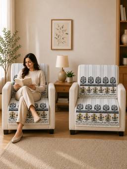 The Home Story - Suede Velvet Sofa Mat Back & Seat - Heritage Stripe - Pearl Grey