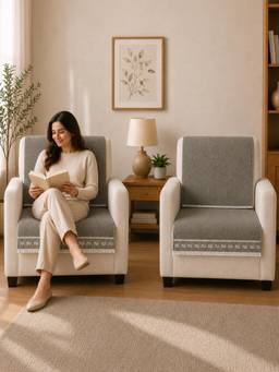 The Home Story - Suede Velvet Sofa Mat Back & Seat - Regal Edge - Warm Grey