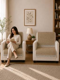 The Home Story - Suede Velvet Sofa Mat Back & Seat - Regal Edge - Desert Beige