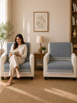 The Home Story - Suede Velvet Sofa Mat Back & Seat - Regal Edge - Slate Grey