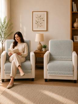 The Home Story - Suede Velvet Sofa Mat Back & Seat - Regal Edge - Mist Grey