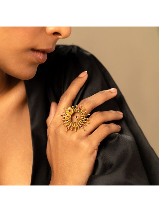 Shaya by CaratLane 925 Silver Shaya by CaratLane Echinocereus Bloom Ring in Gold Plated
